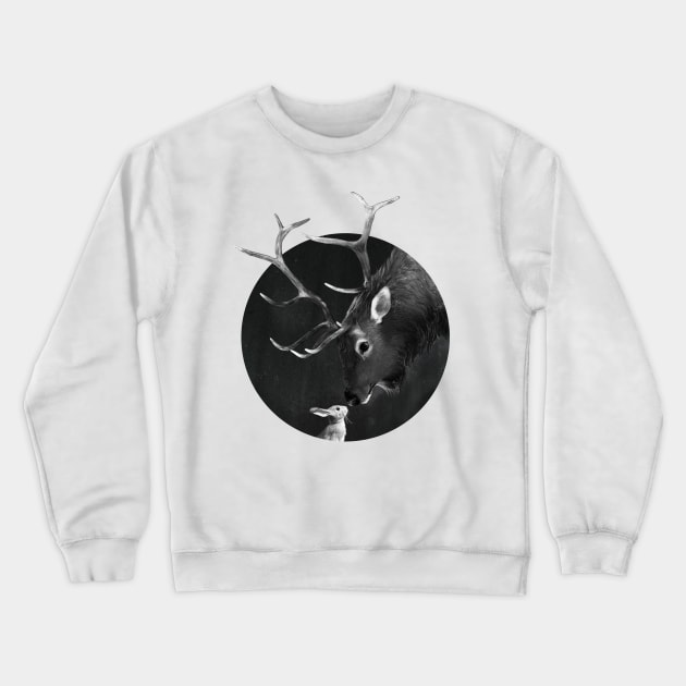 Elk and Rabbit Crewneck Sweatshirt by LauraGraves